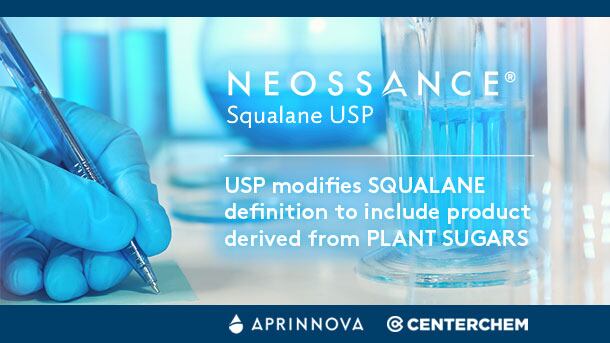 NEW…sugarcane derived USP Squalane from Aprinnova