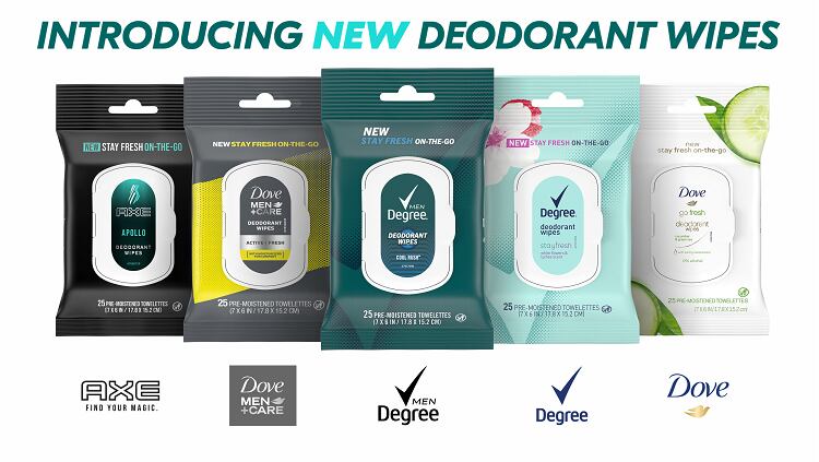 Unilever launches deodorant wipes and mini sprays