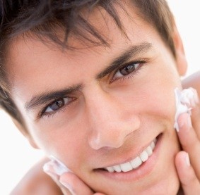 Persuade younger men into buying cosmetics by getting them online!