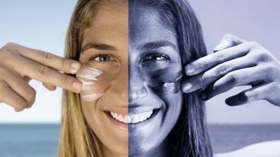 The UV camera shows how sunscreen protects skin.