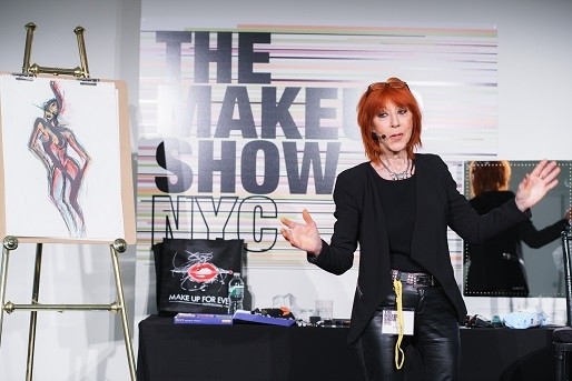 Dany Sanz, founder of MAKE UP FOR EVER, speaking at The Makeup Show NYC (photo by Nadav Havakook)