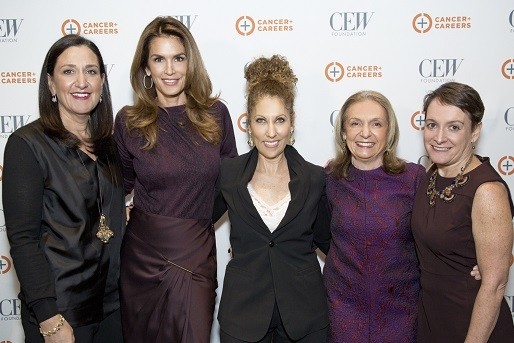 Heidi Manheimer, (left to right) CEW Foundation chairwoman; Cindy Crawford, Beauty with Benefits spokeswoman; Sonia  Kashuk, 2015 CEW Foundation honoree; Carlotta Jacobson, CEW president; and Kate Sweeney, executive director of CEW Foundation